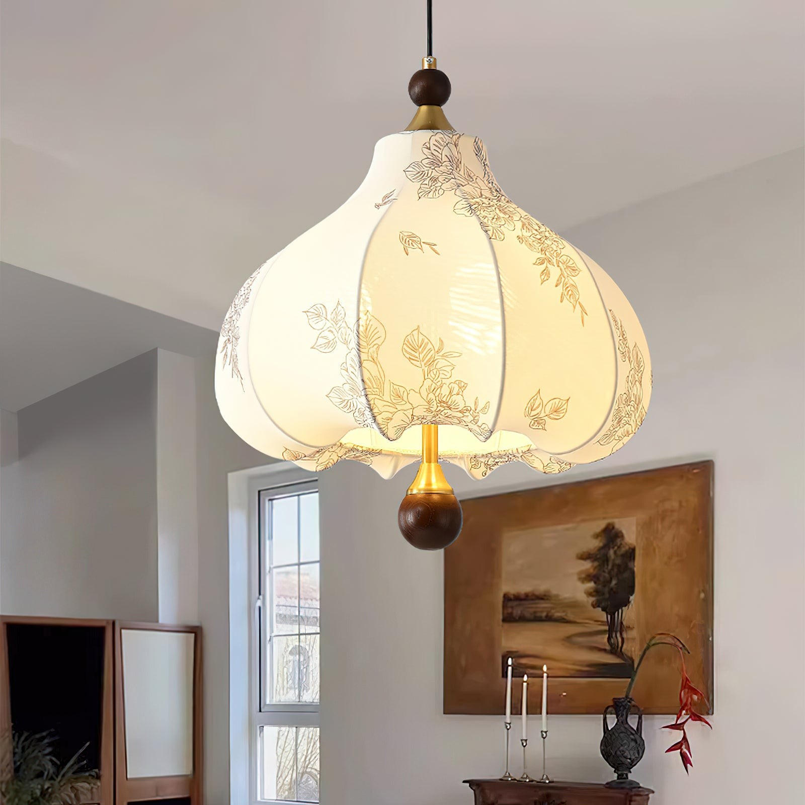 French Retro Fabric Pattern Pendant Lamp K317