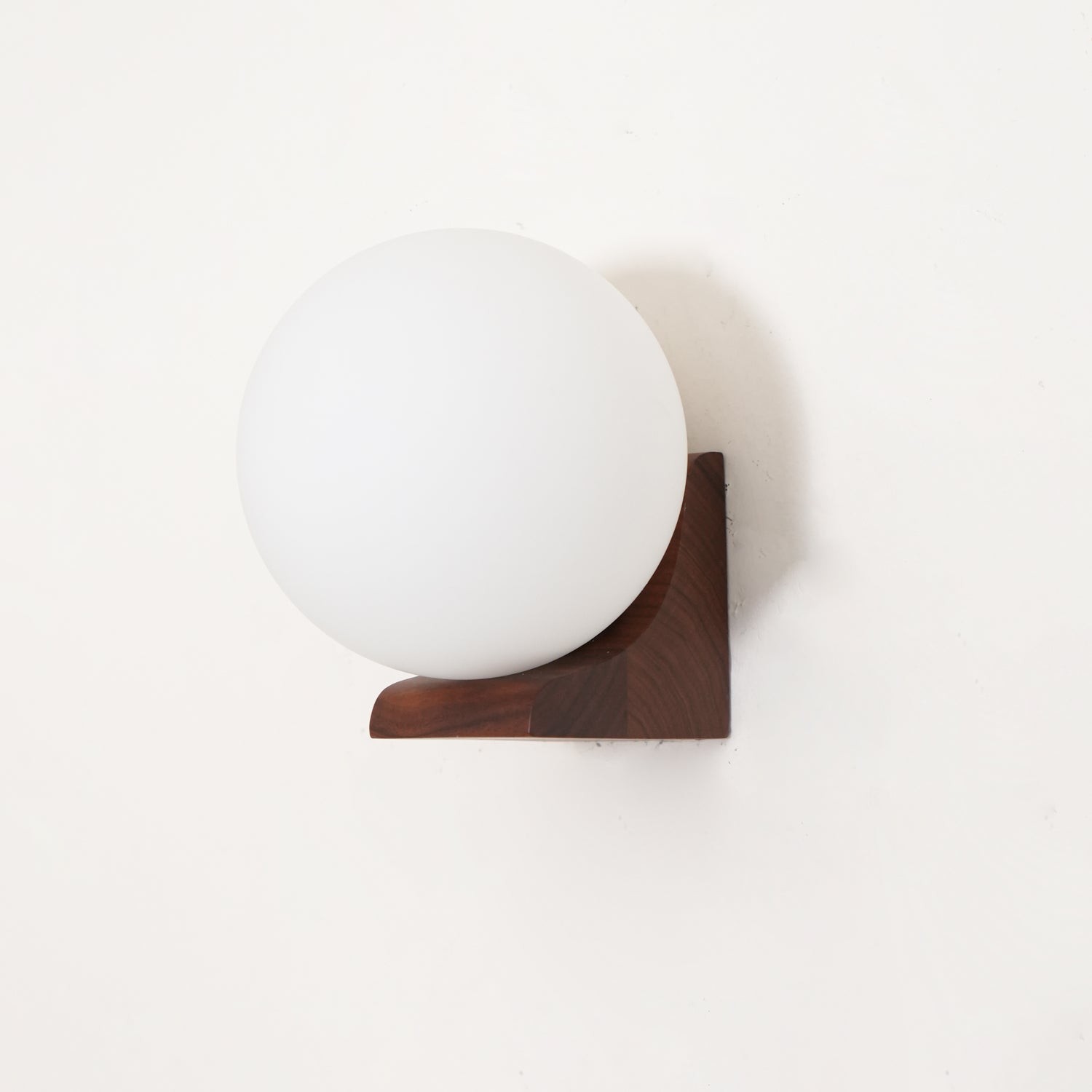 Minimalist Wooden Geometric Bracket Glass Globe Wall Lamp K374