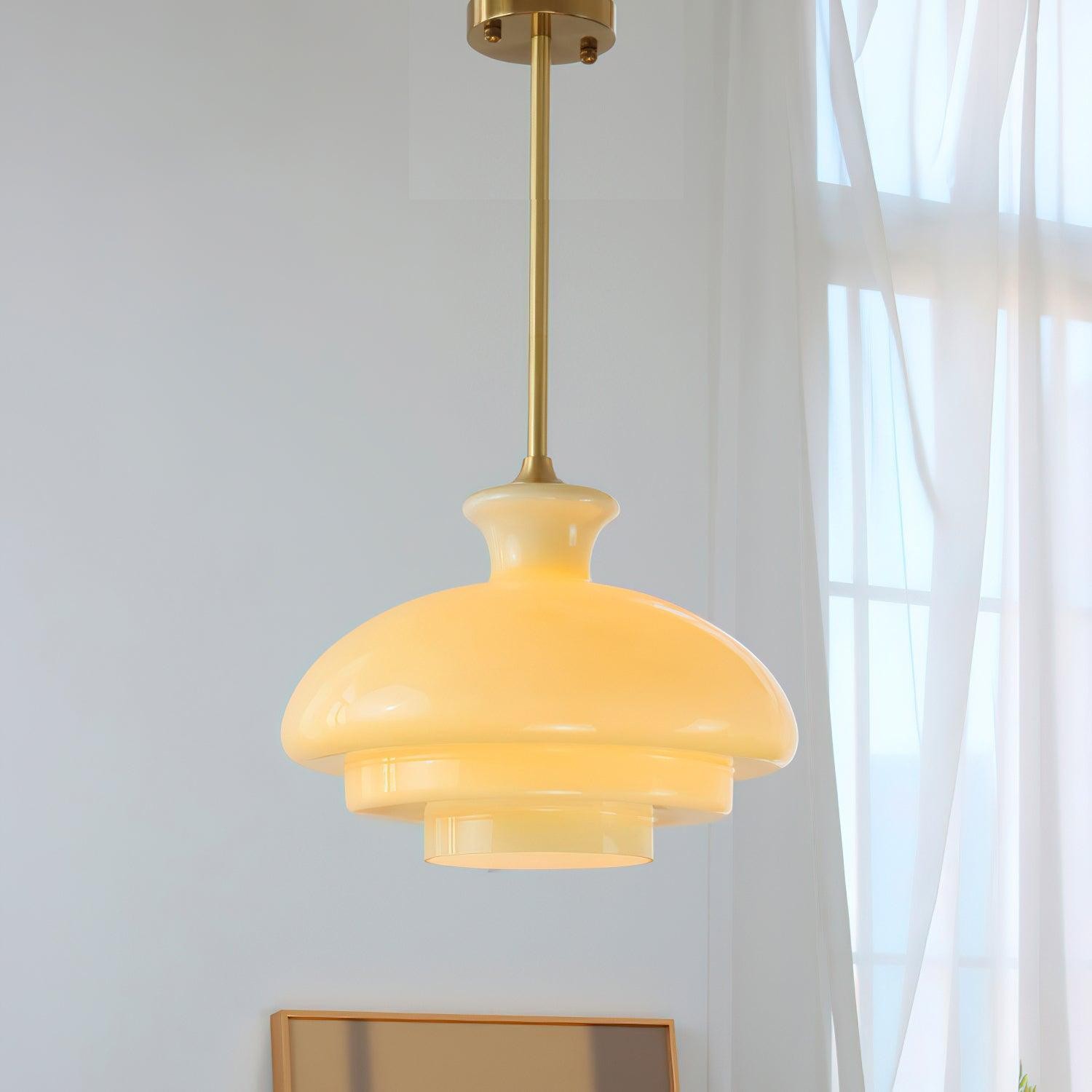 Round Yellow Stylish Simple Glass Pendant Lamp K573