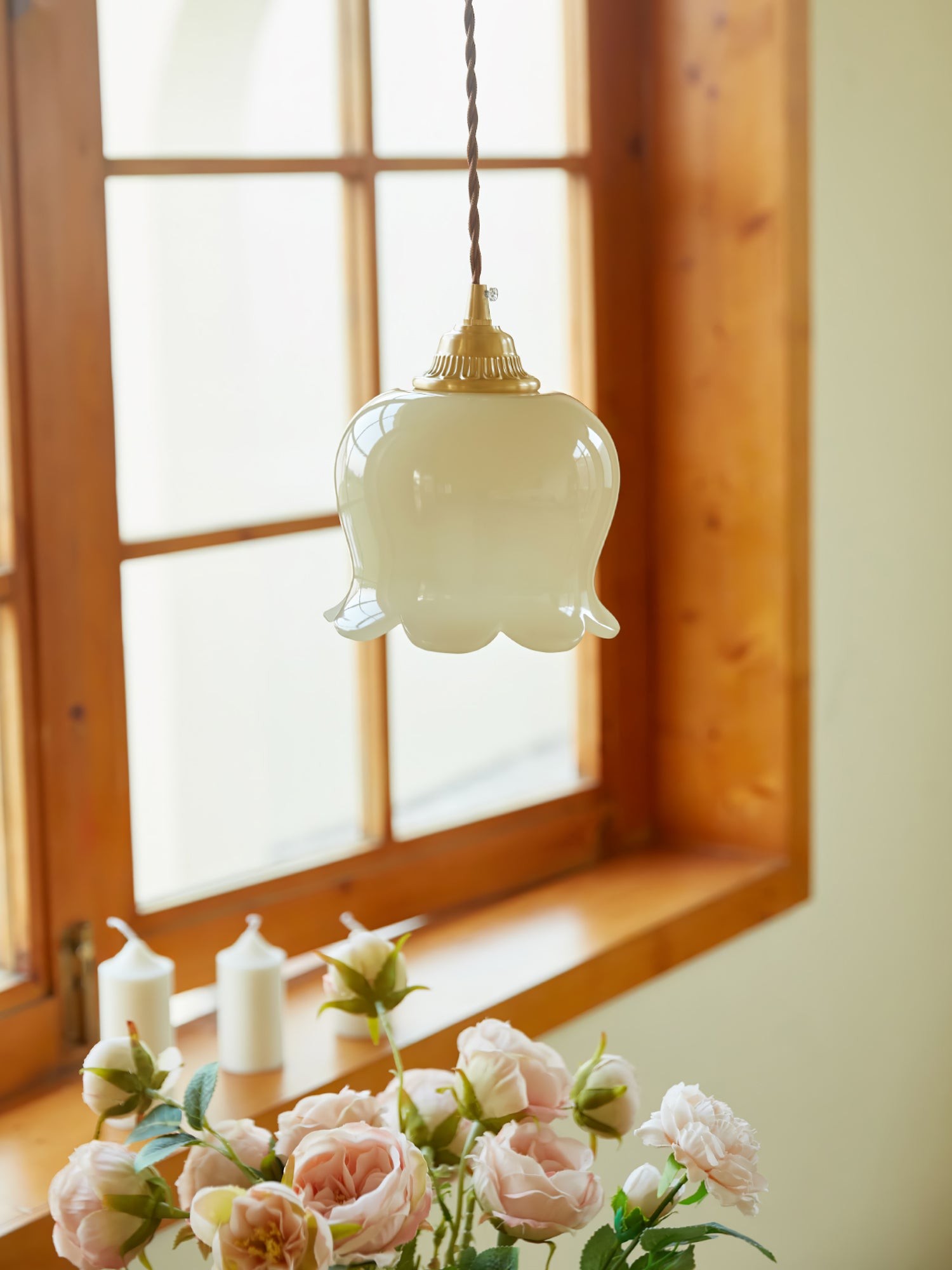 Traditional Glass Flower Pendant Lamp K736