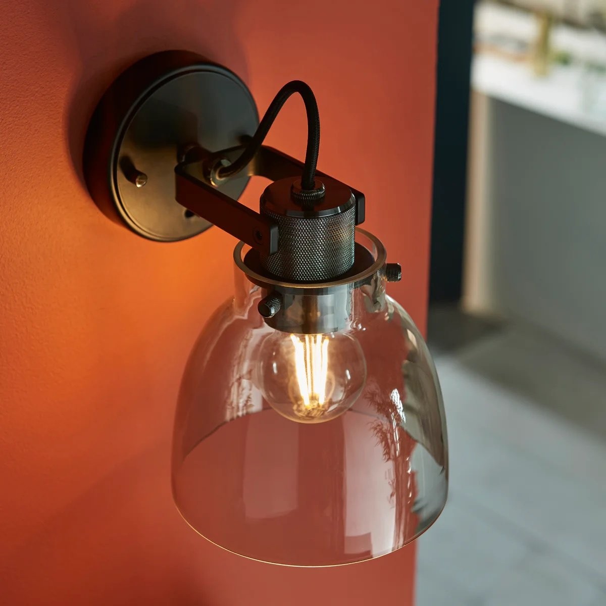 Readium Modern Glass-Shaded Wall Lamp - Adjustable Head for Bedrooms K1840