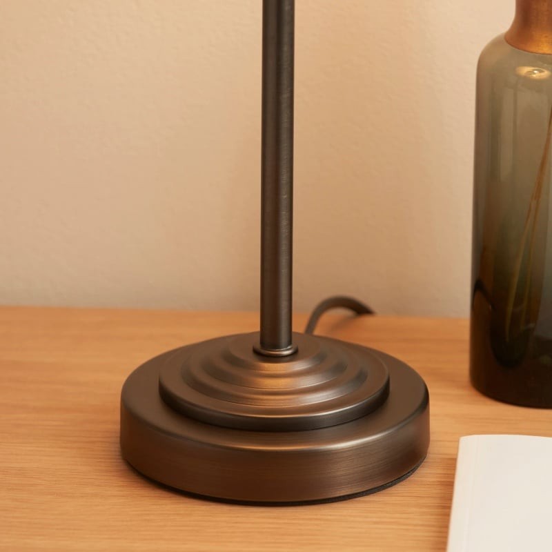 Bronzuno Textured Fabric Desk Lamp - Modern Metal Base Lighting for Offices or Lounges K1894
