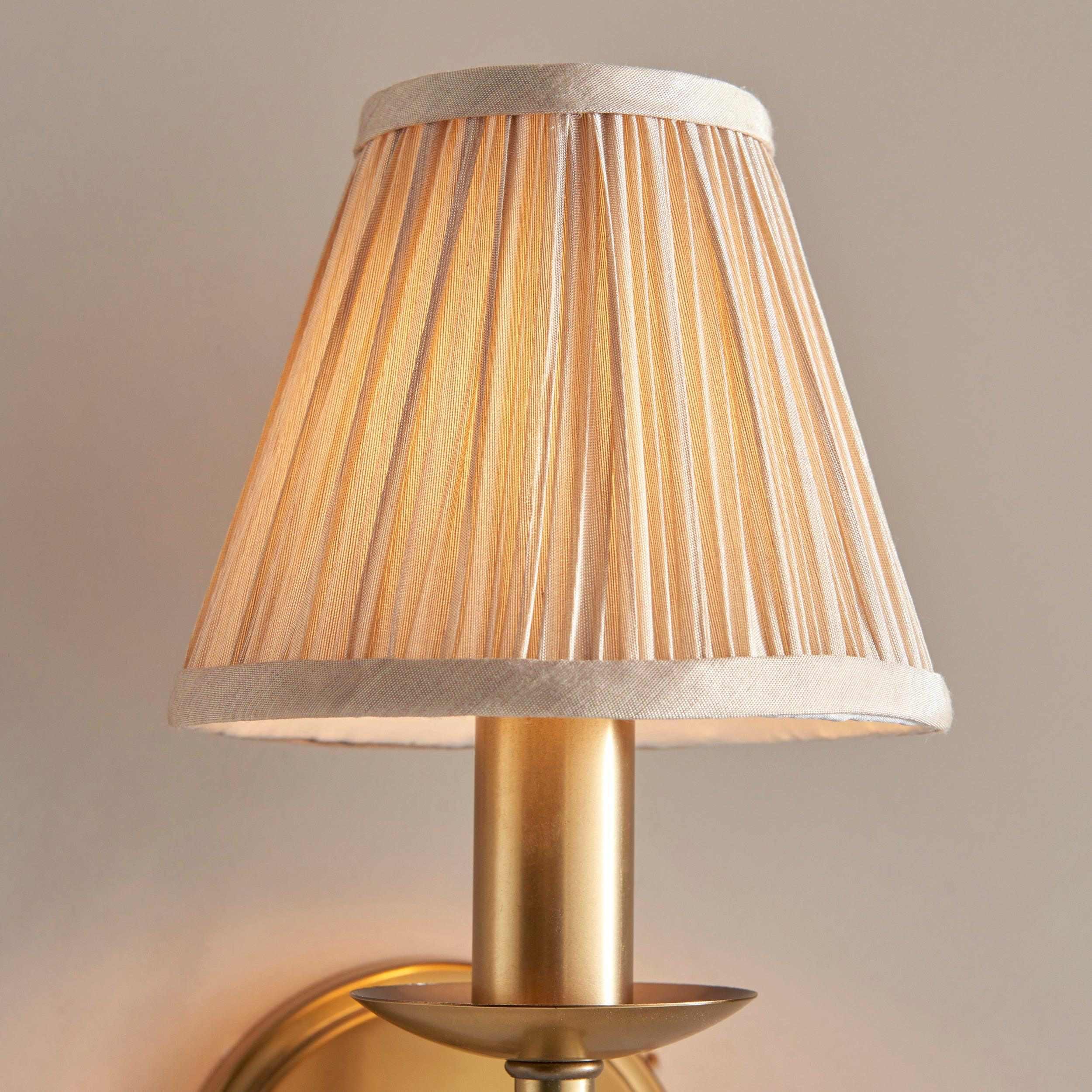 Tela Classic Curved Arm Brass Wall Sconce - Traditional Linen Sconce for Living Room or Hallway K1803