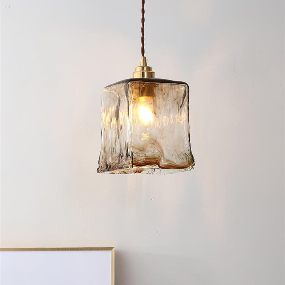 Vintage Irregular Brown Glass Pendant Light K139