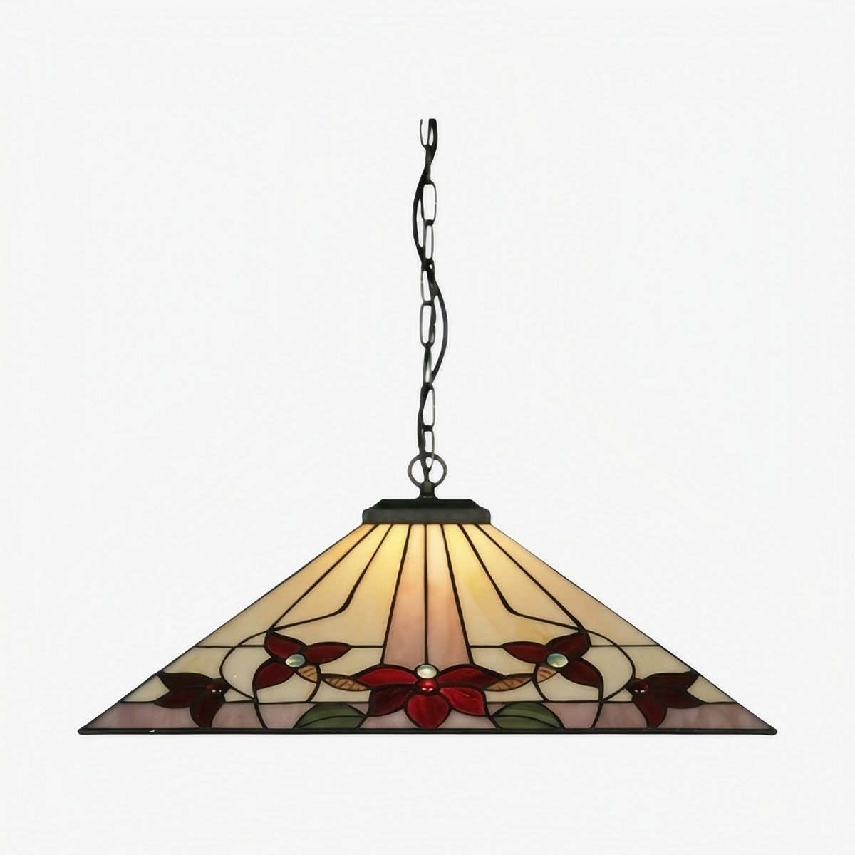 TF Camillo Classic Patterned Pendant Light - Stained Glass Lamp for Bedroom or Hallway K1776