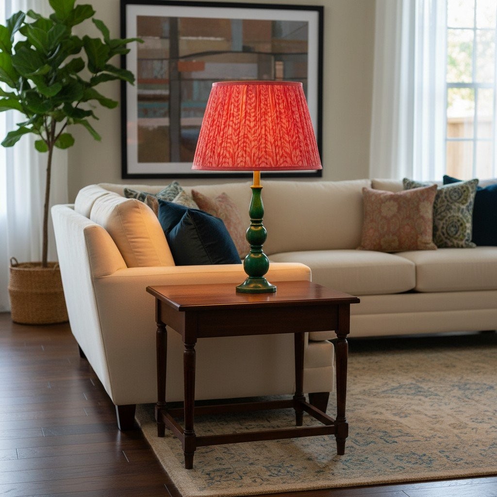 Grainora Wooden Base Fabric Shade Table Lamp - Modern Style for Living Room and Bedroom K2145