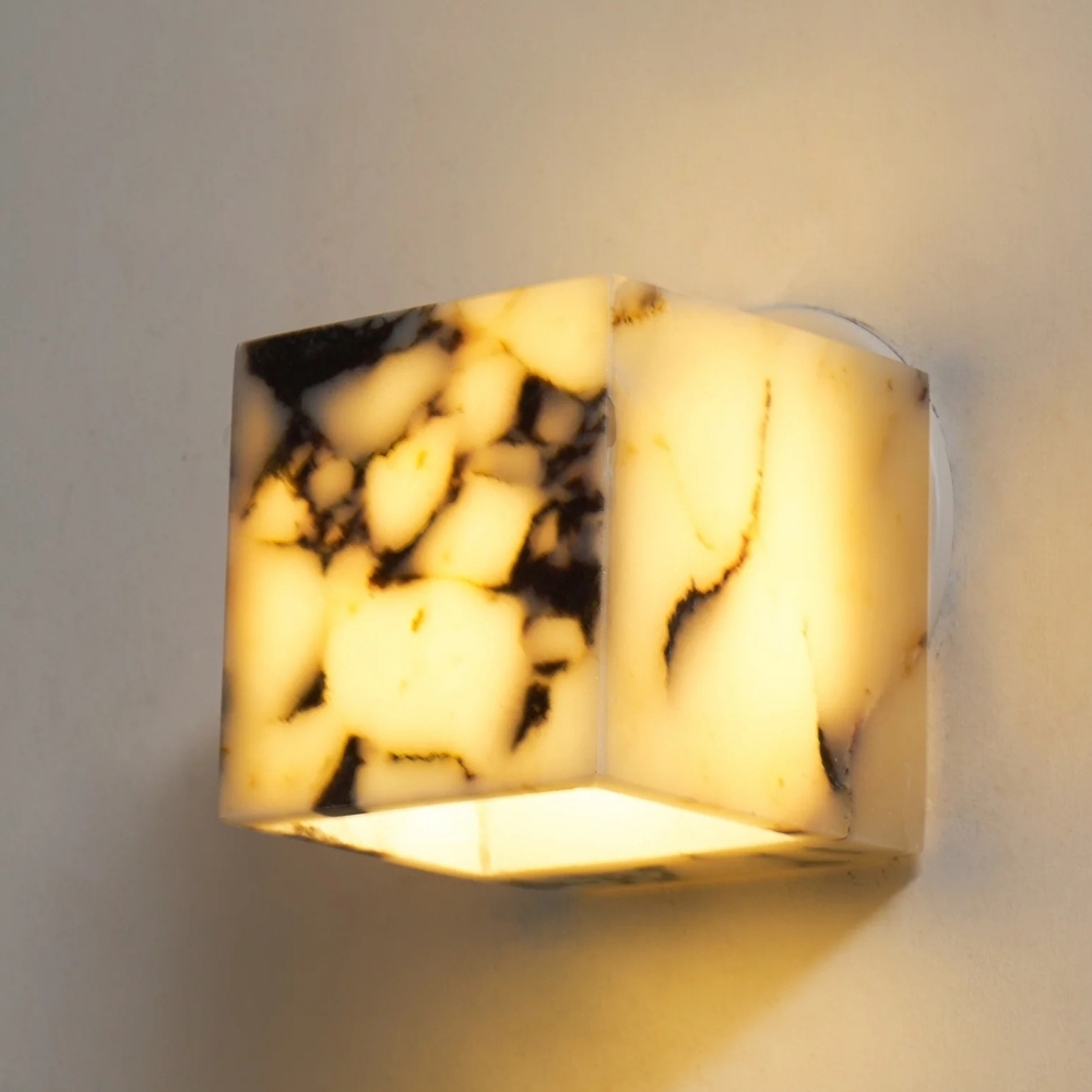 Alverra Modern Wall Sconce Geometric Stone Design - Ambient Wall Lighting for Living Space K2376