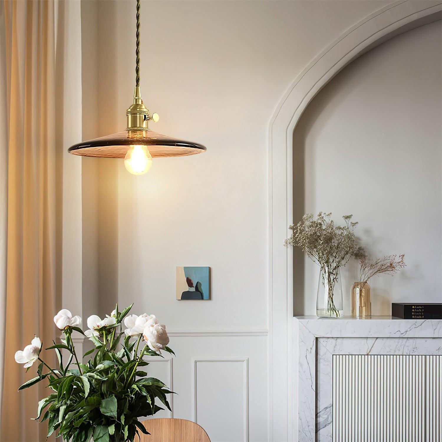 Brass Vintage Clear Glass Pendant Light K586