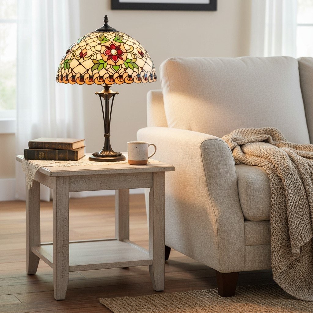 TF Angelique Style Table Lamp - Handcrafted Glass Shade with Warm Ambience K1827