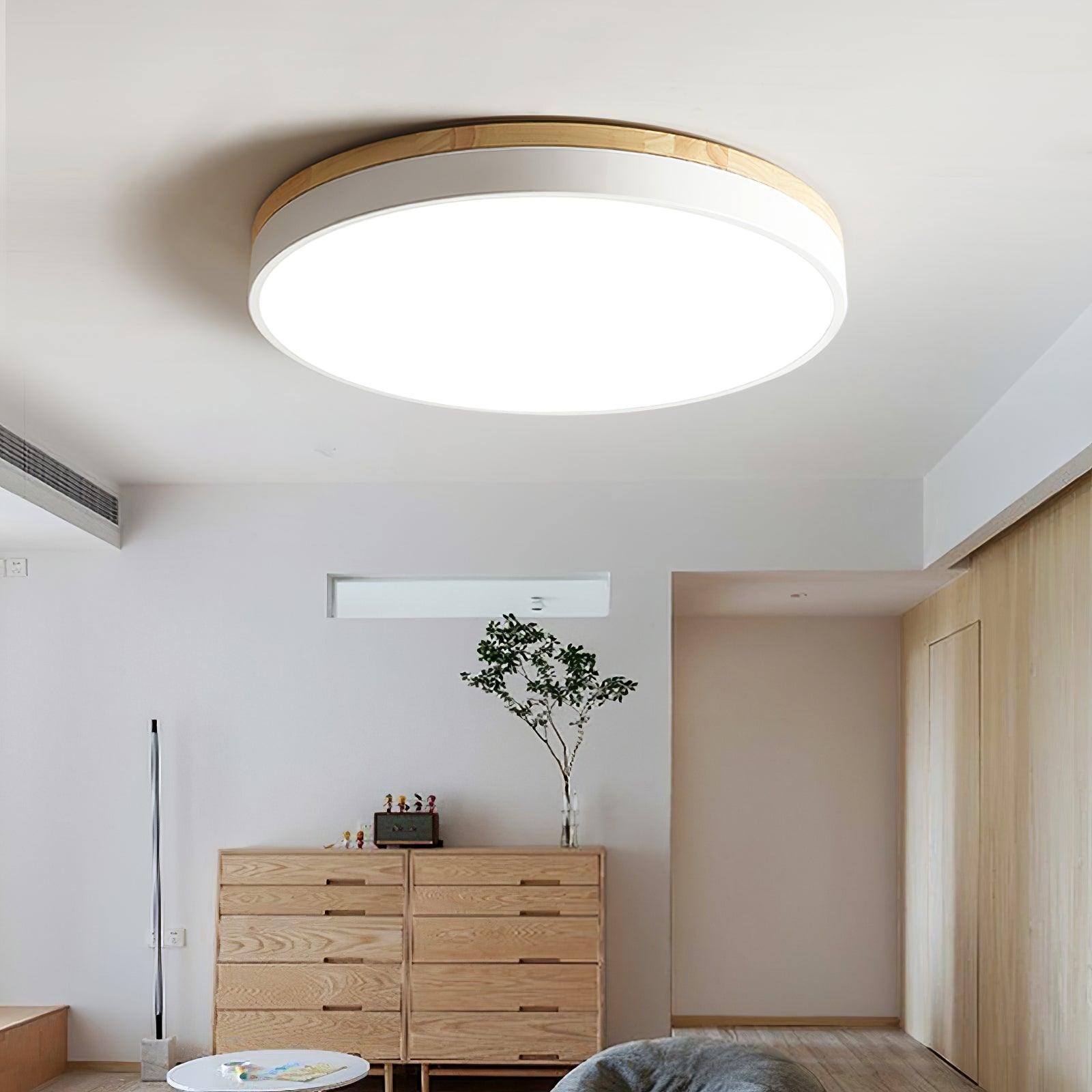 White Round Wooden Ceiling Lamp K772