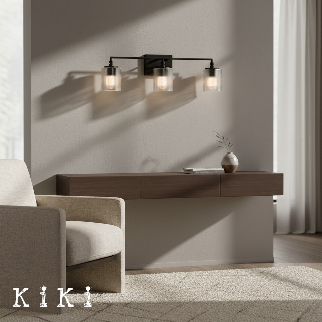Lirra 3-Light Vanity Wall Light - Ribbed Glass Wall Sconce for Bathroom or Bedroom K1718