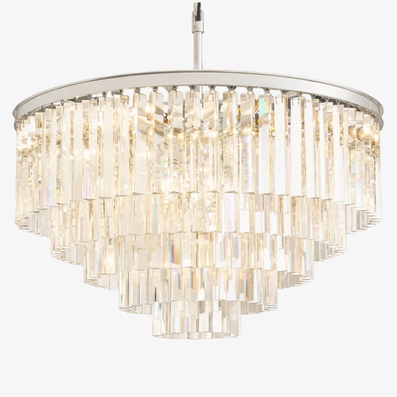 Aurevon Crystal Prism Metal Frame Modern Ceiling Chandelier for Home and Hotel K2071