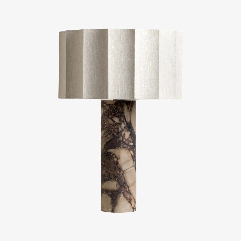Cavilon Soft Ambient Table Lamp - Stylish Fan Shaped Shade with Marble Base K2053