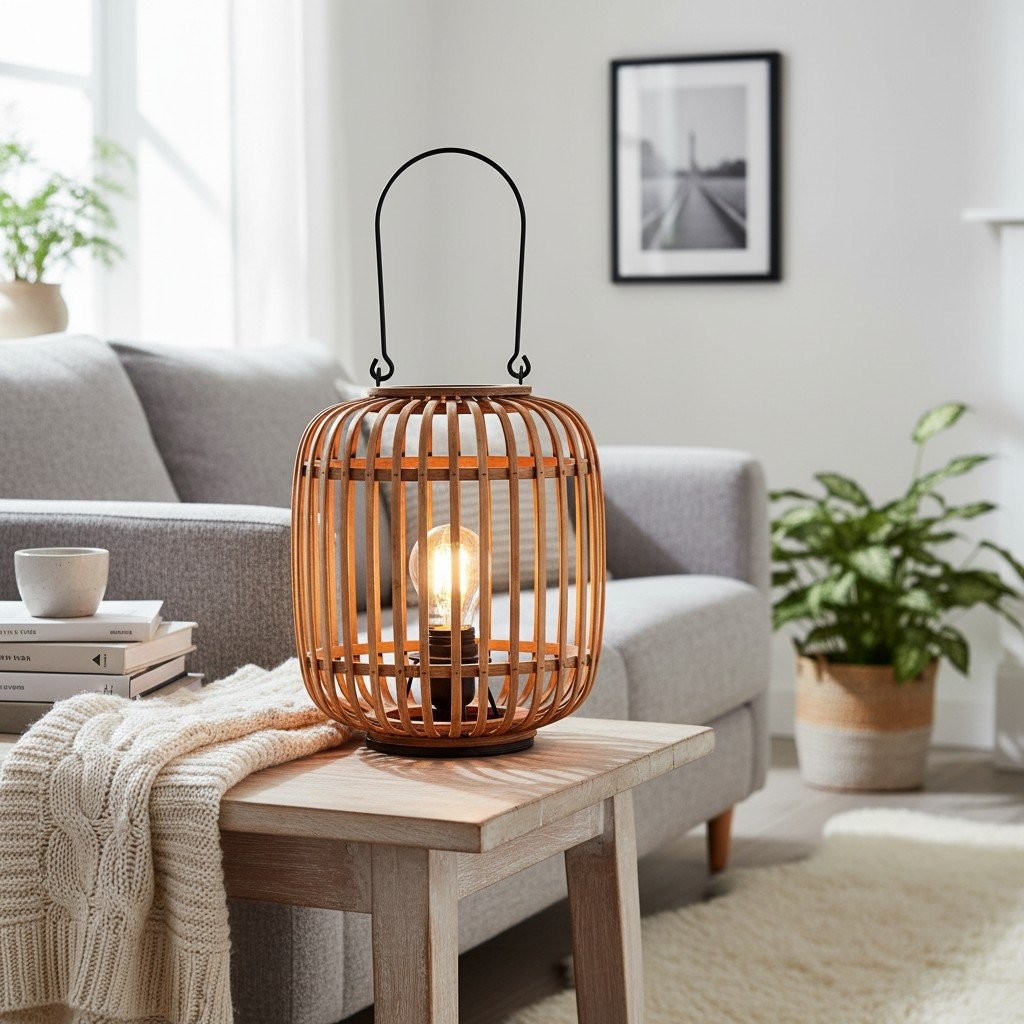Yumeko Ambient Table Lamp - Open Bamboo Cage Design Stylish and Eco Friendly K1958