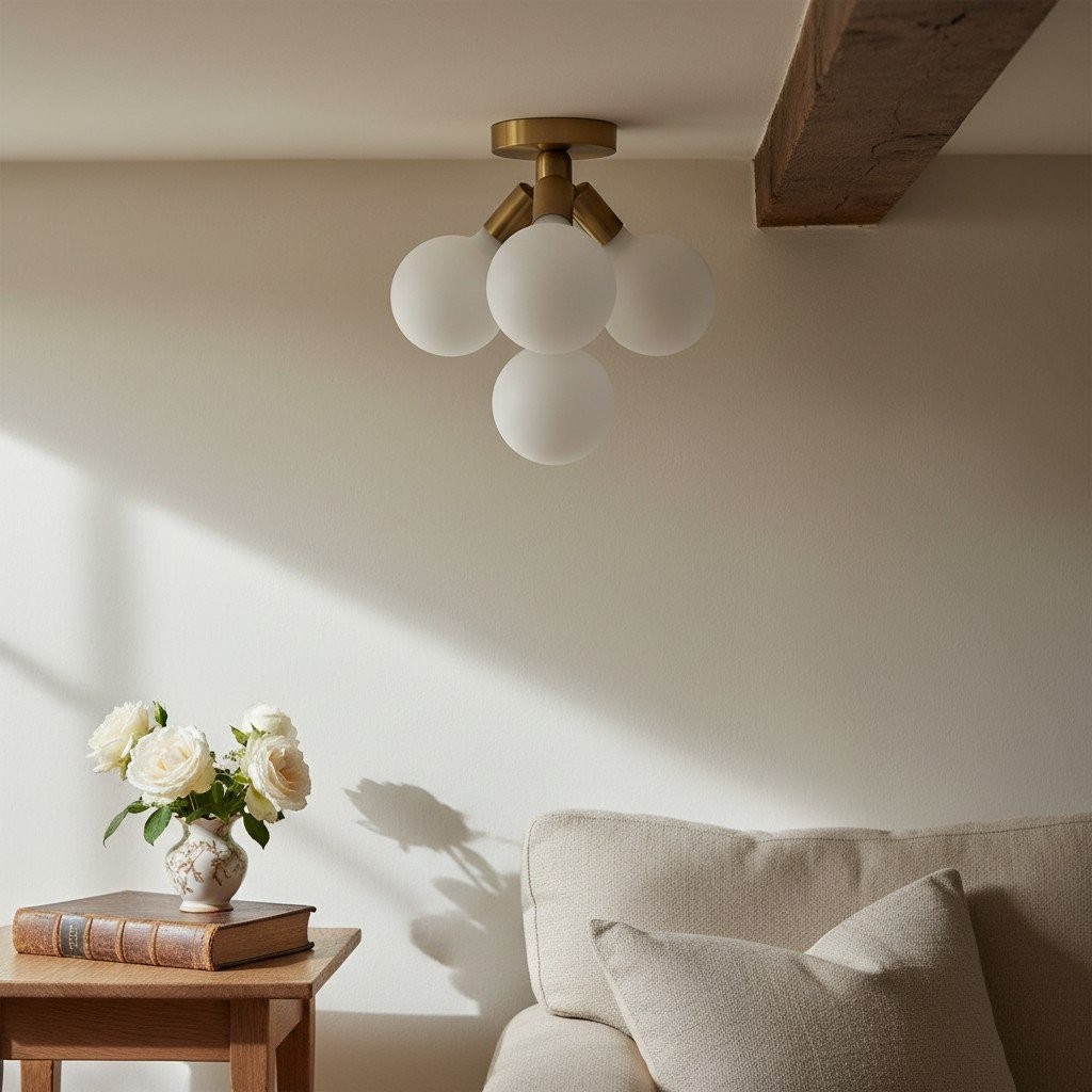 Glorica Glass Flush Mount Light - Globe Ceiling Fixture Modern K1505