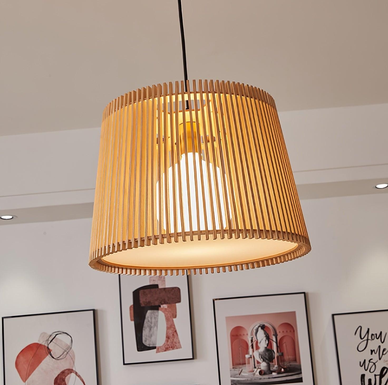Wooden Log Color Cage Pendant Light K654