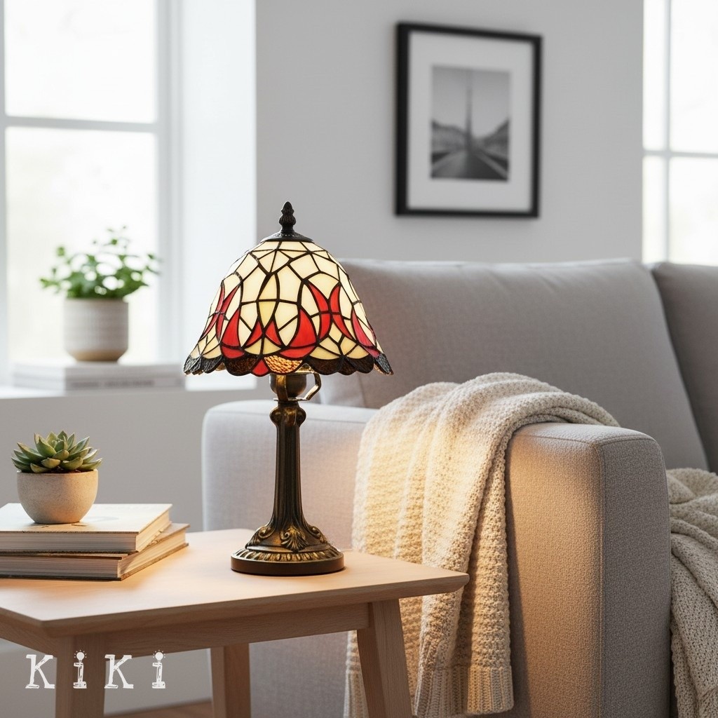 Virelle Colorful Glass Dome Table Lamp – Traditional Tiffany Style for Bedroom K2126