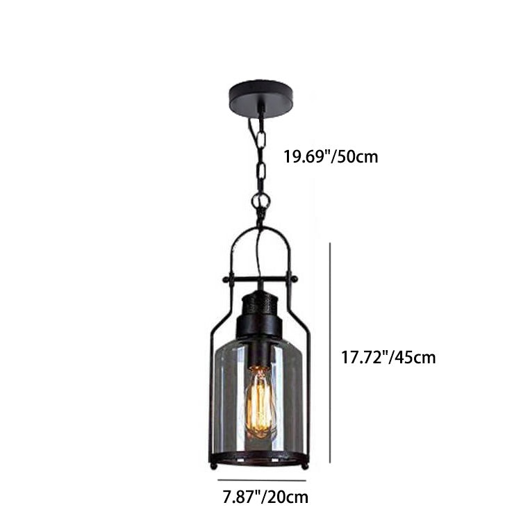 Industrial Vintage Iron Glass Jar 1-Light Pendant Light K843