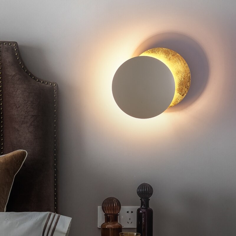 Elegant Round Lederam Wall Lamp - Modern Metallic Wall Light for Living Room