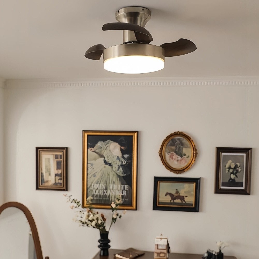 Retro Invisible 3 Blade Ceiling Fan With Light For Living Room K1107