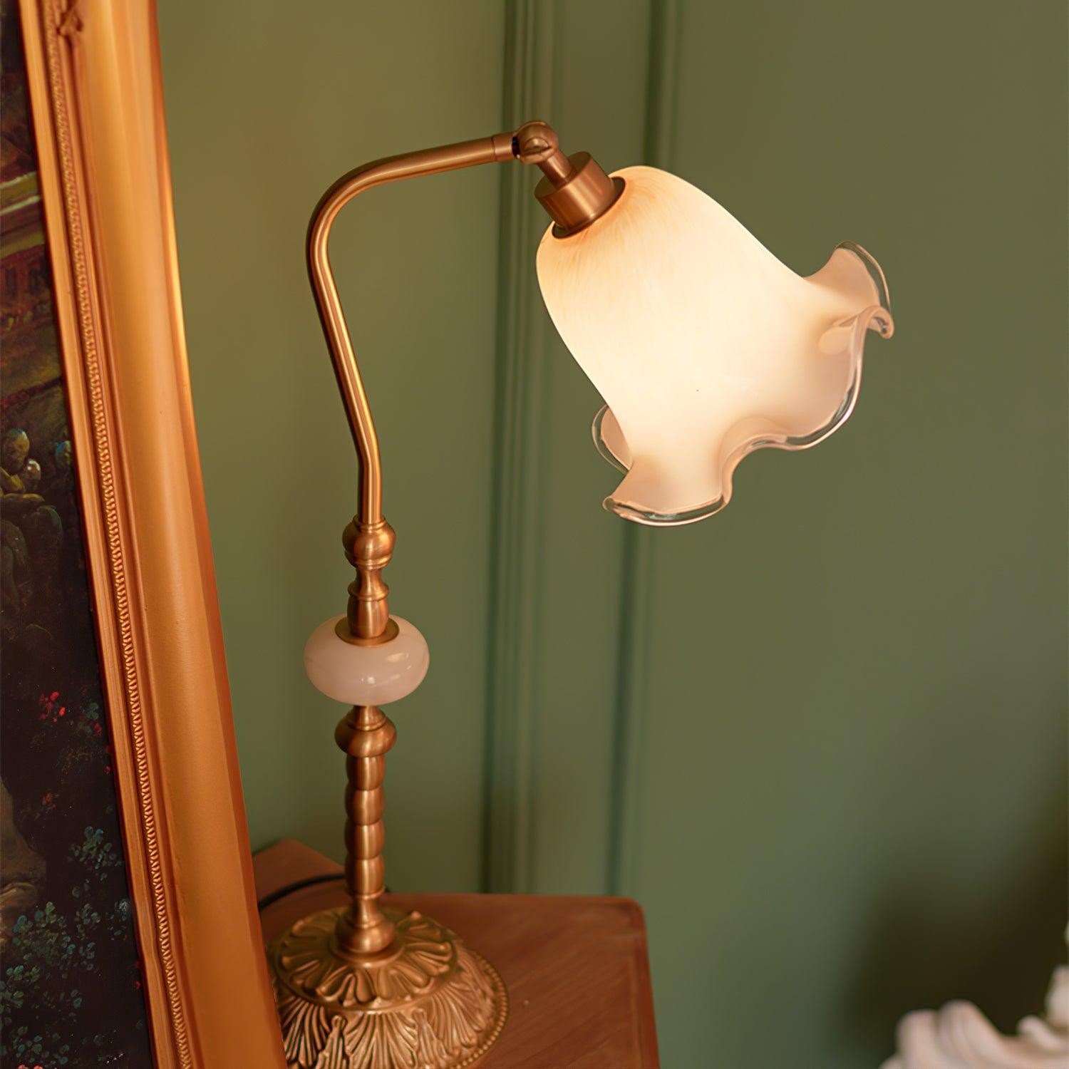 Classic Stylish White Tulip Brass Table Lamp K731