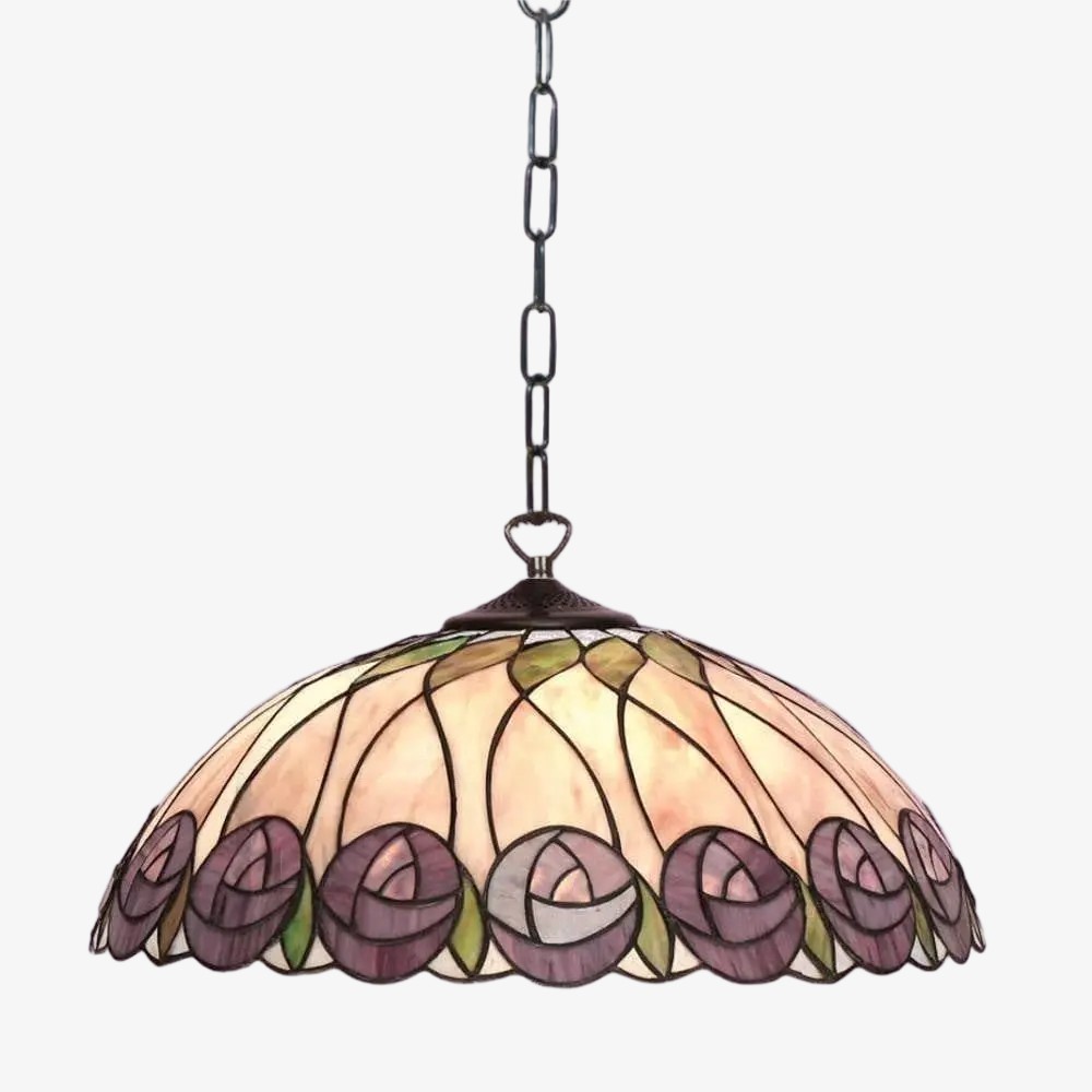 TF Hutchinson Tiffany Glass Pendant Light with Artistic Mosaic Design for Dining and Living Spaces K1924