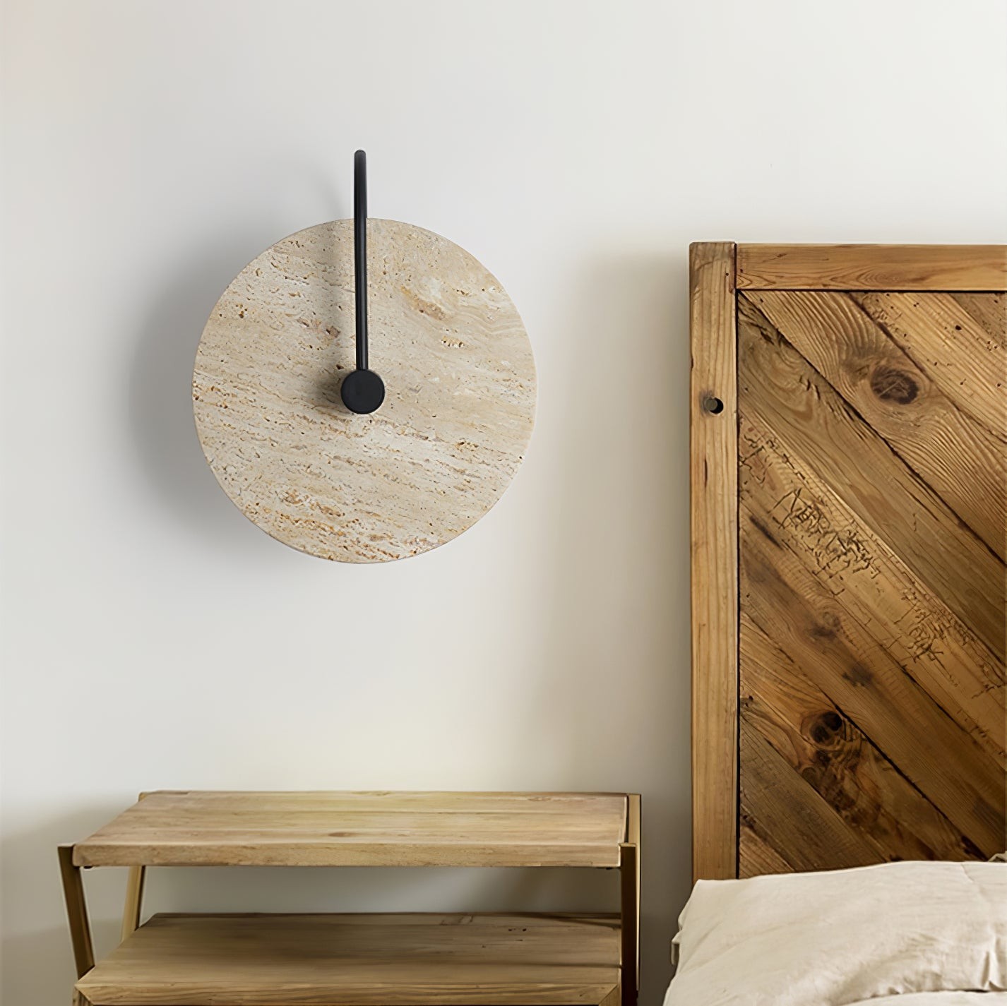 Simple Clock-Shaped Travertine Wall Lamp K652
