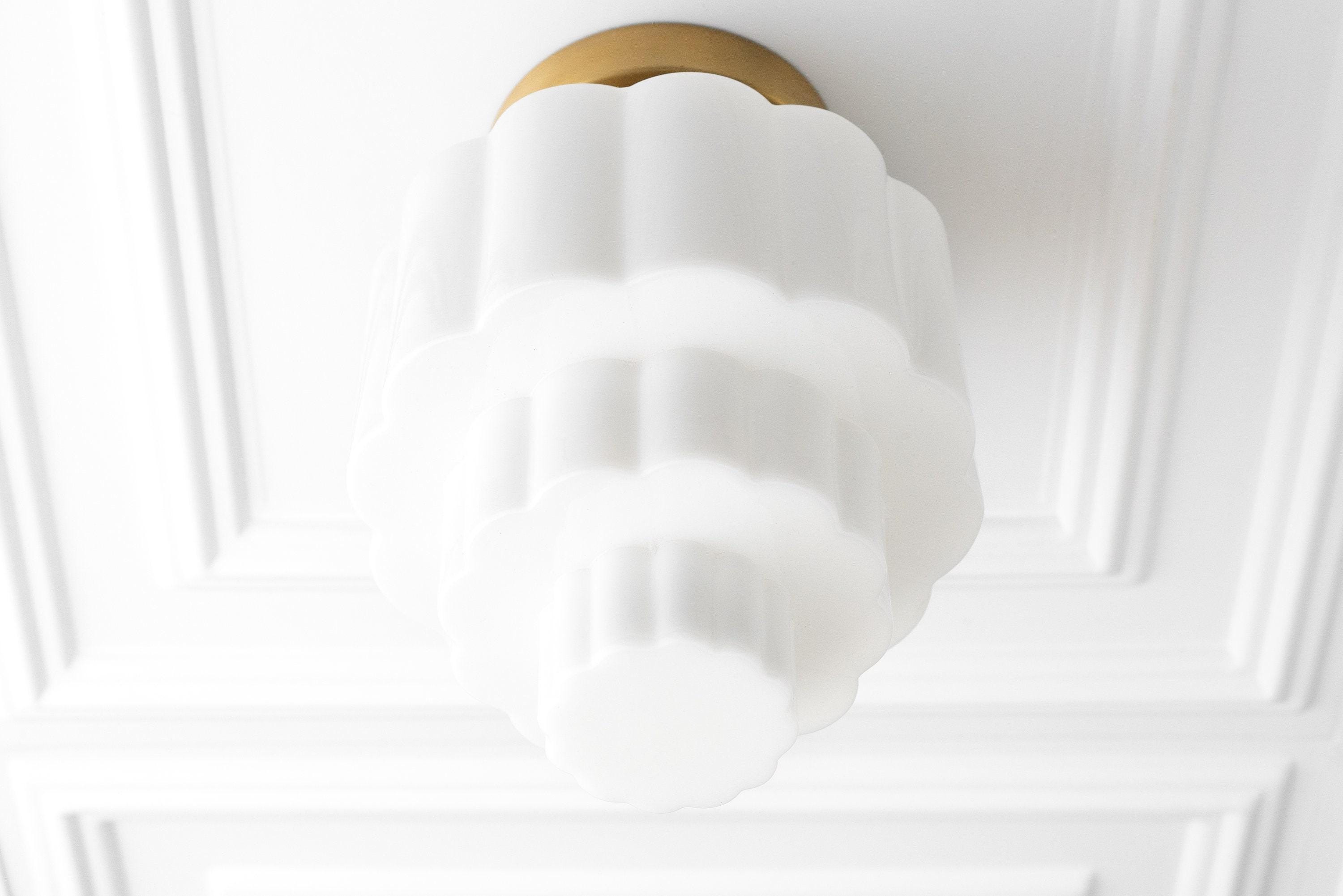 Geotower Glass Brass Ceiling Light – Art Deco Ribbed Globe Flush Mount K1528