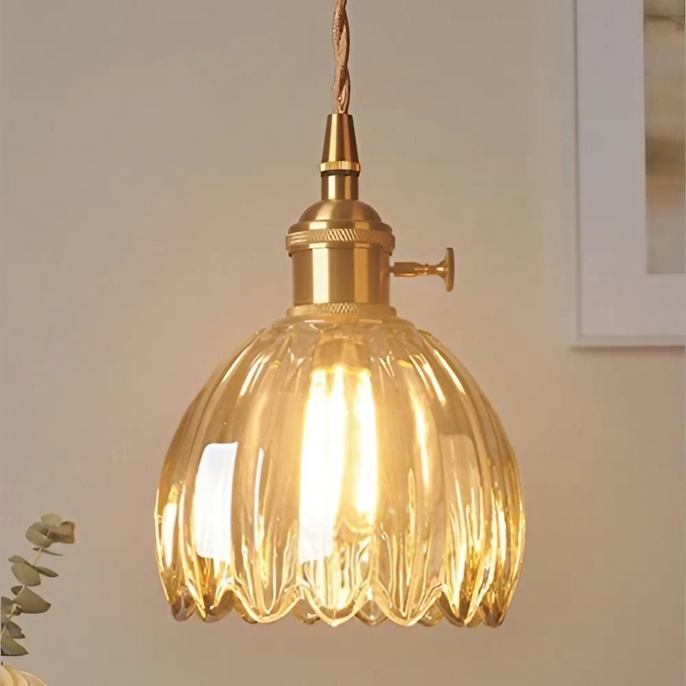 Vintage Glass Flower Pendant Light K18