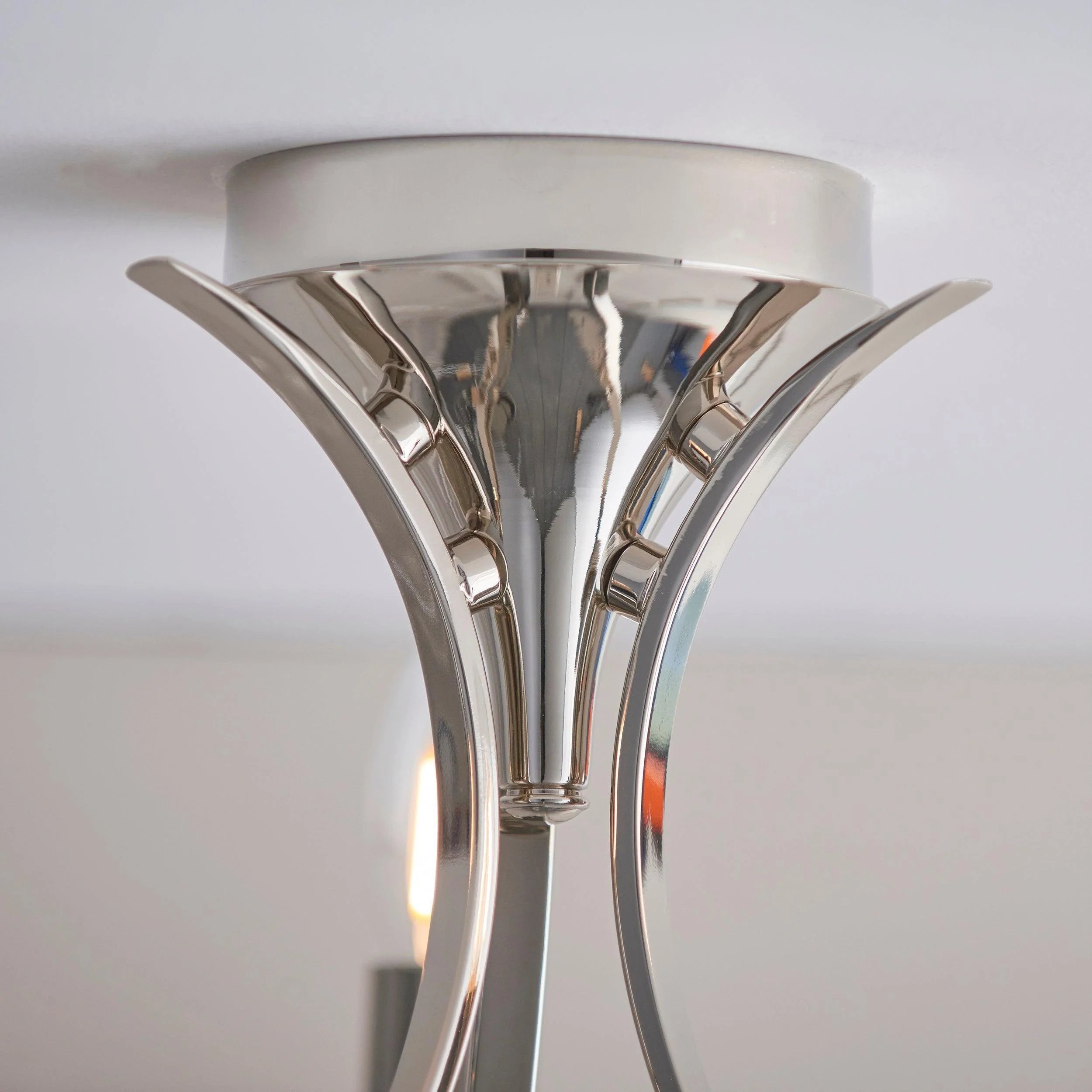 Foline 3-Light Ceiling Fixture with Sweeping Arms - Polished Nickel Semi-Flush for Dining K2000
