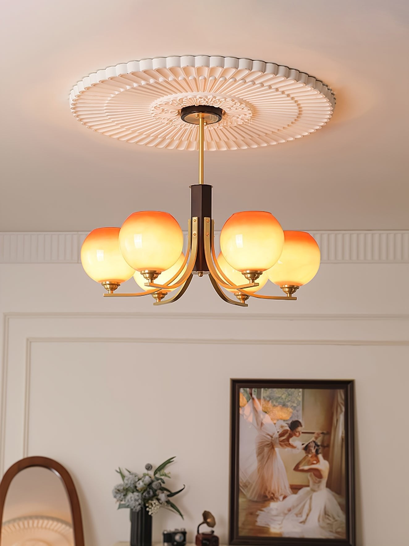 Vintage Caramel Globe Chandelier K751