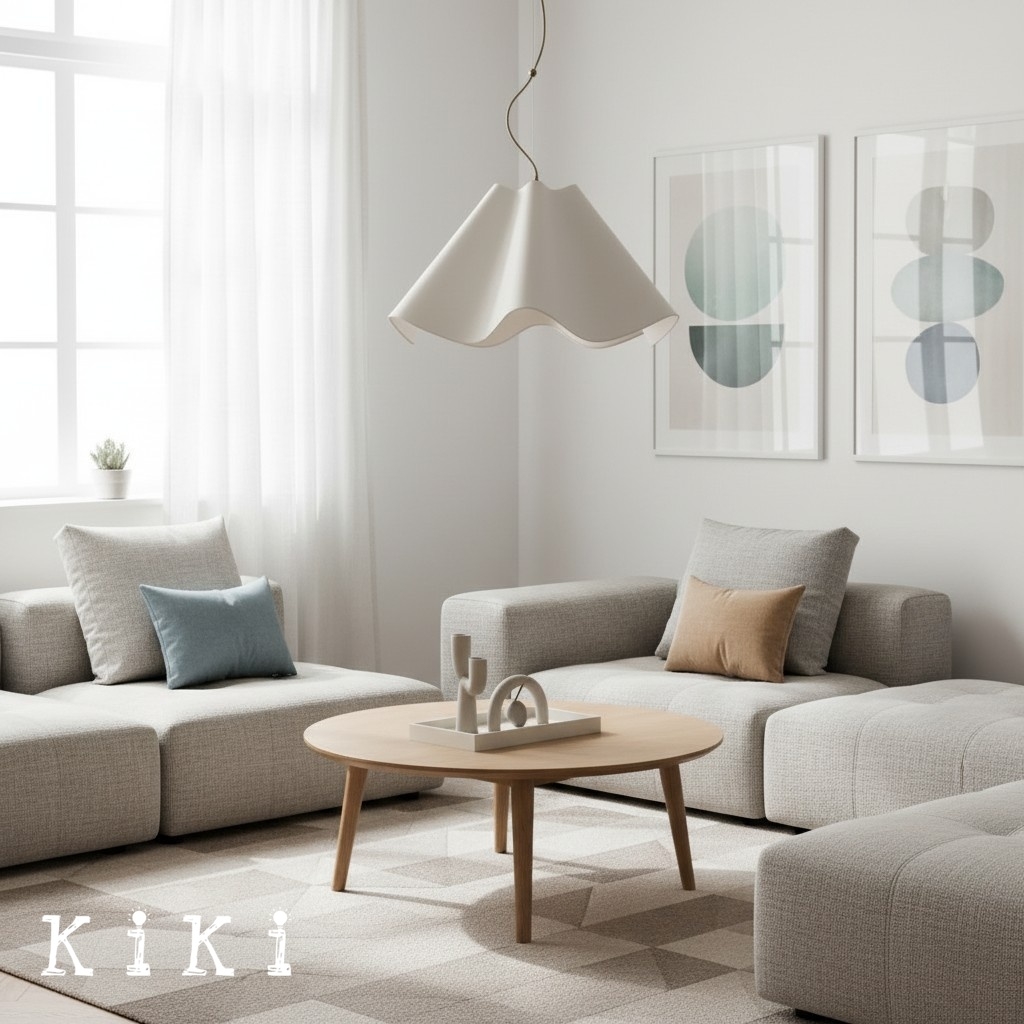 Oslan Cruved Linen Pendant Light - Modern Scalloped Pendant Lamp for Dining Room K1297