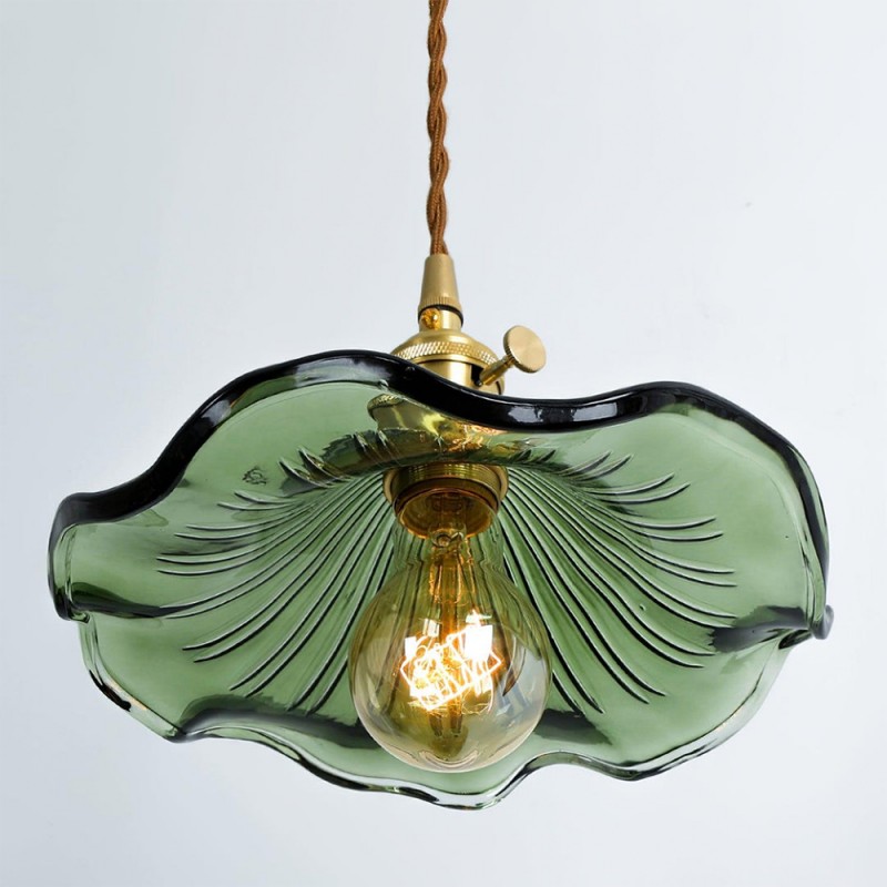 Retro Hibiscus Flower Glass Pendant Light K125