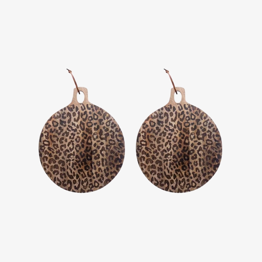 Lepwood Leopard Print Wooden Serving Board for Kitchen Styling and Entertaining K2346