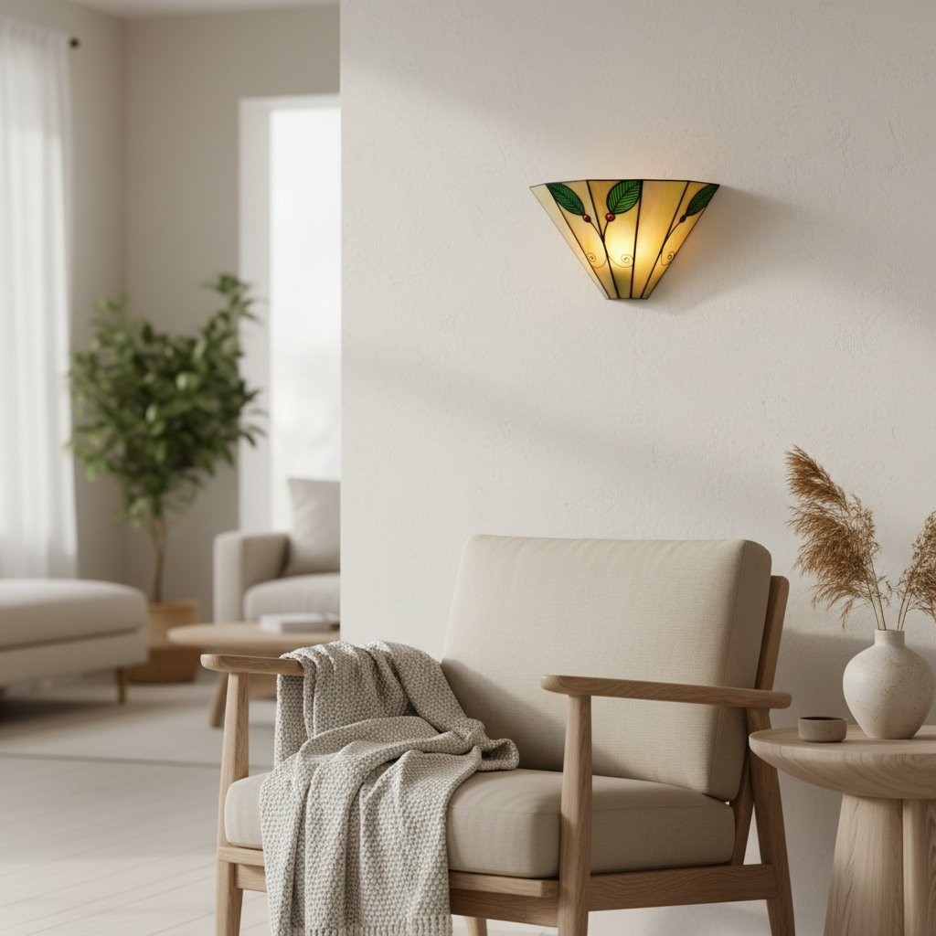 TiffStar Art Nouveau Leaf Motif Tiffany Wall Sconce - Vintage Inspired Accent Lighting K1782