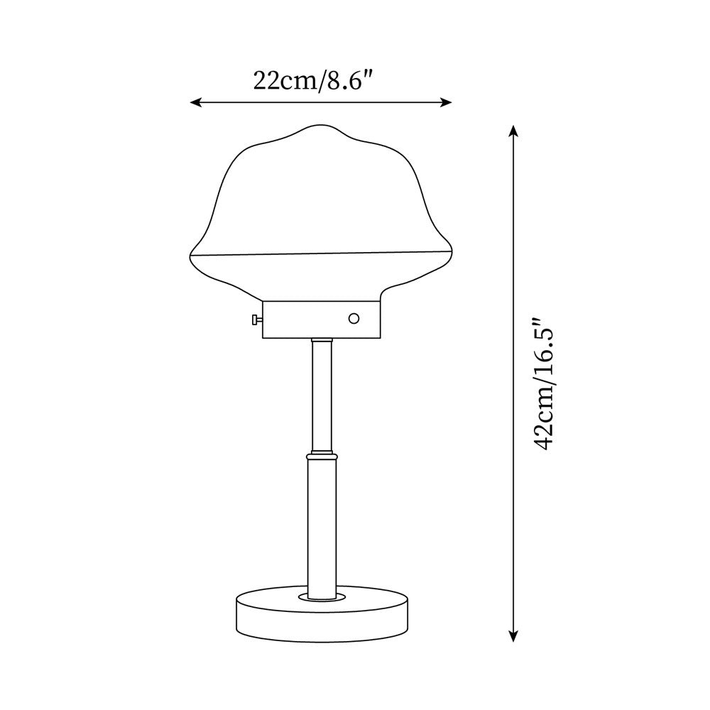 Mid Century Vintage Walnut Glass Table Lamp K323