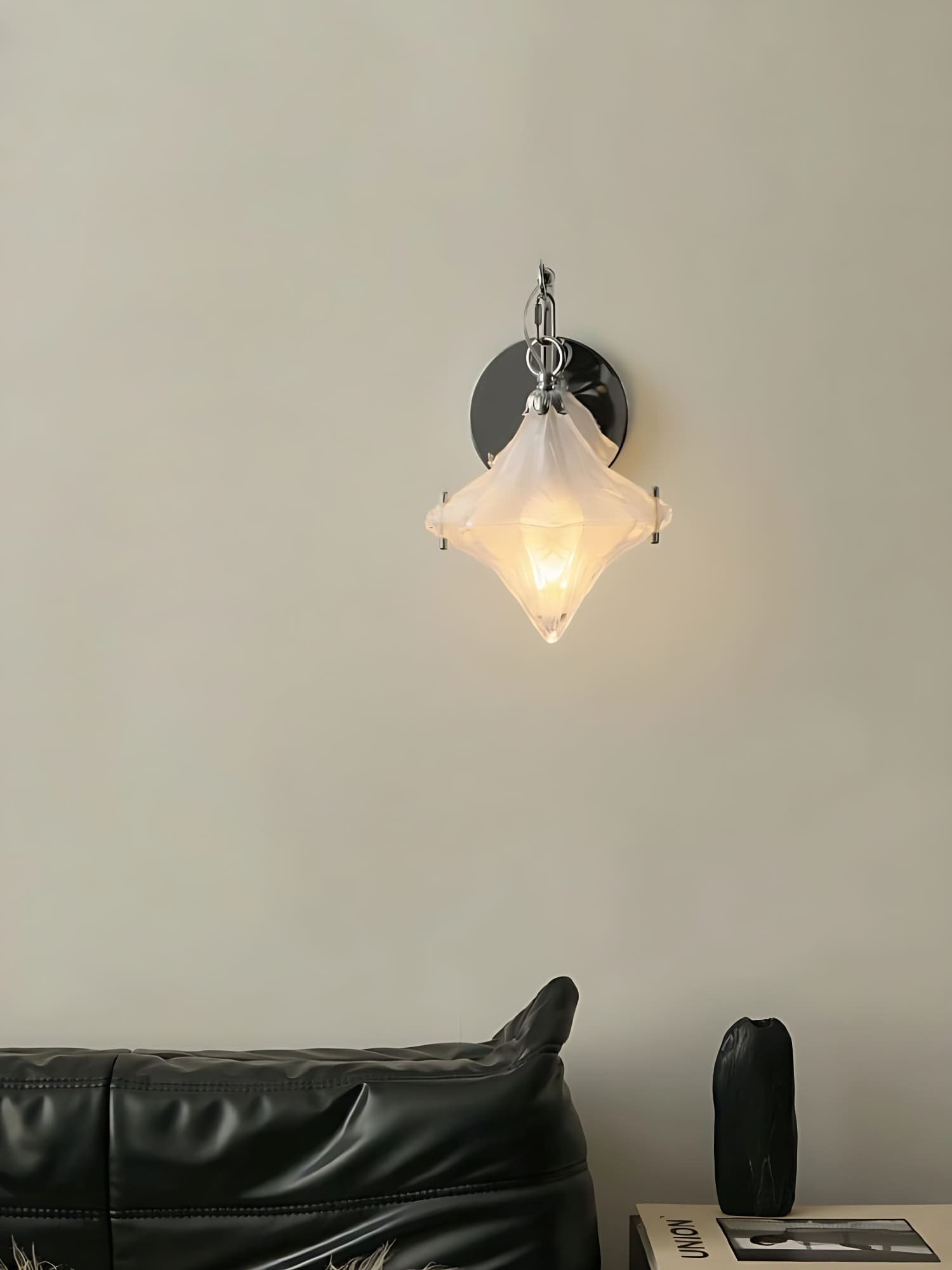 Art Deco Star Wall Sconce - Frosted Glass Light for Hallway - Astris Selene K1558