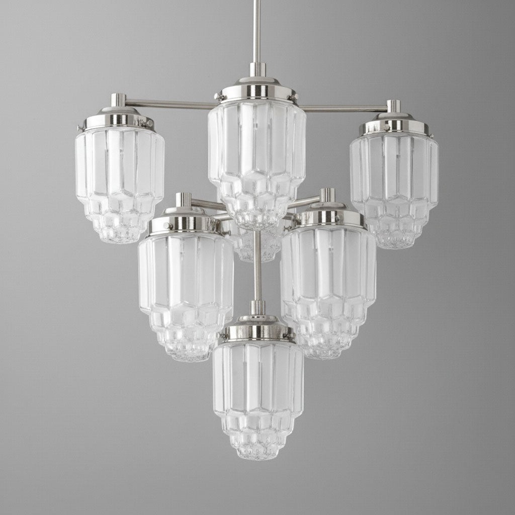 Tierlux Glass Textured Brass Chandelier – Timeless Lighting with Style K1500
