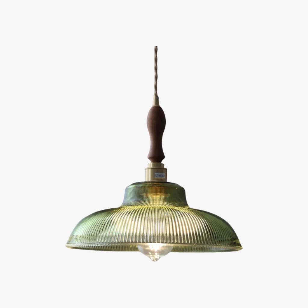 Ribilux Ribbed Pendant Light - Vintage Glass and Metal for Kitchen and Dining Room K2280