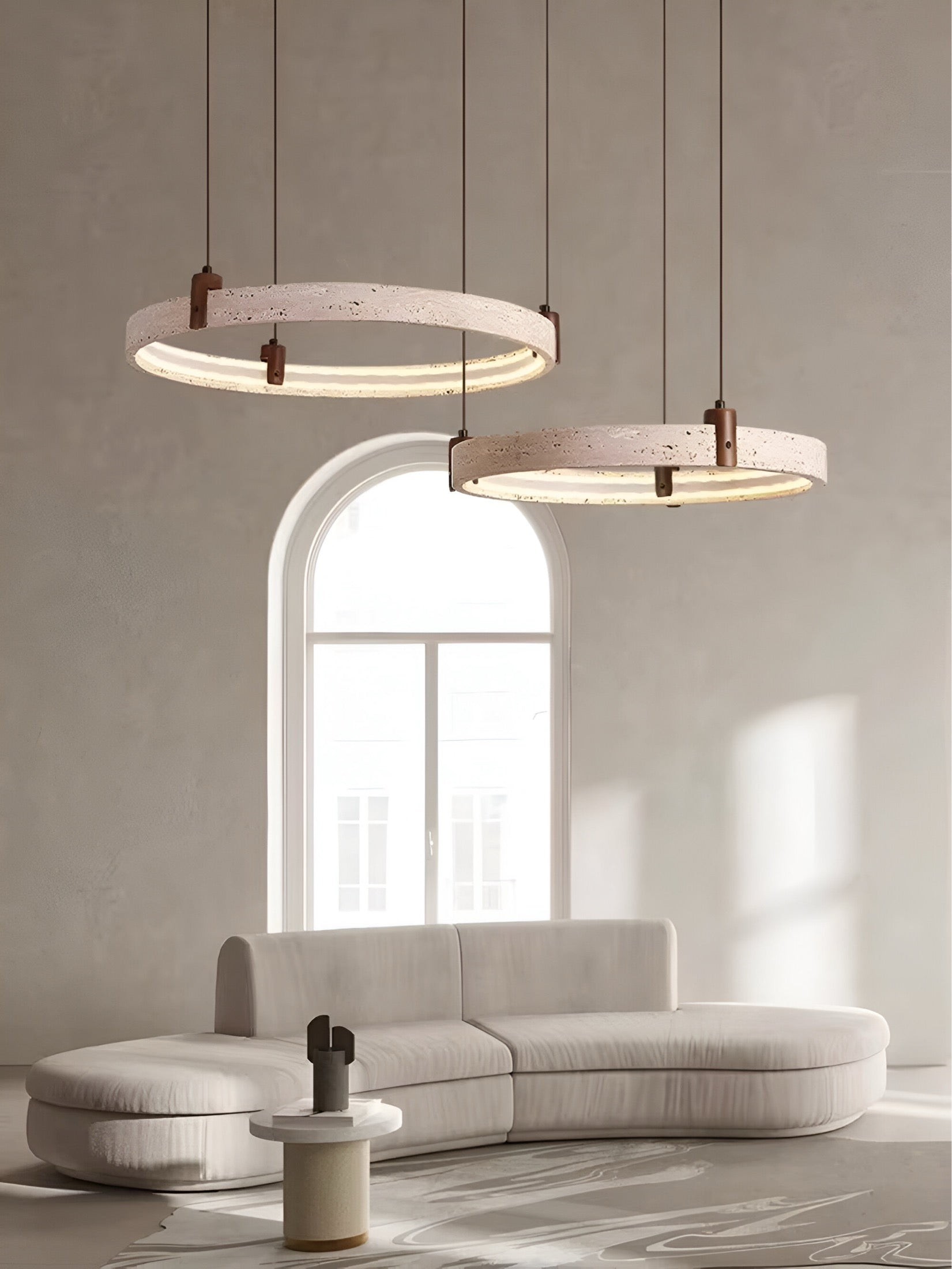 Simple Circular Travertine Pendant Lamp K842