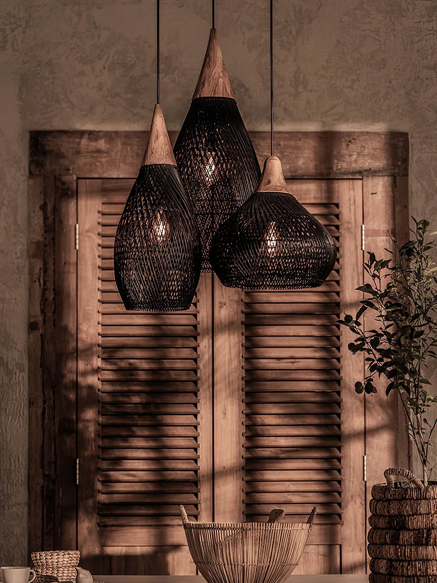 Harp Braided Rattan Pendant Lamp K1175