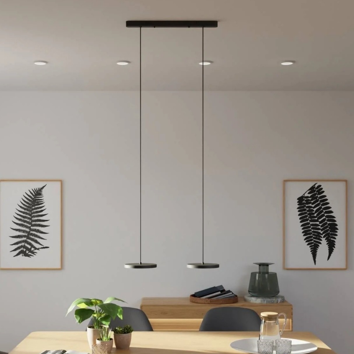 Modern Round Disc Flat Pendant Light - Multi-Light Pendant With LED Light K1555