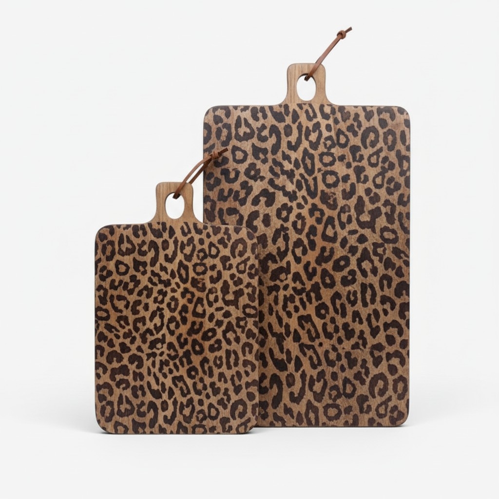 Lepwood Leopard Print Wooden Serving Board for Kitchen Styling and Entertaining K2346
