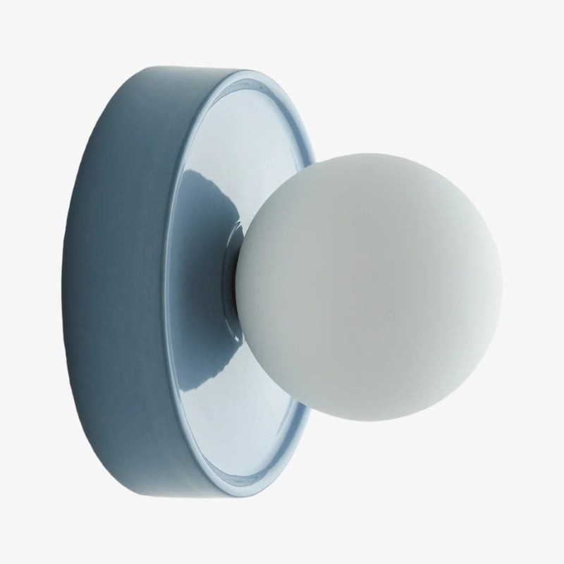 Solna Frosted Globe Glass Wall Sconce - Minimalist Round Ceramic Socnce for Bedrooms and Hallways K1700