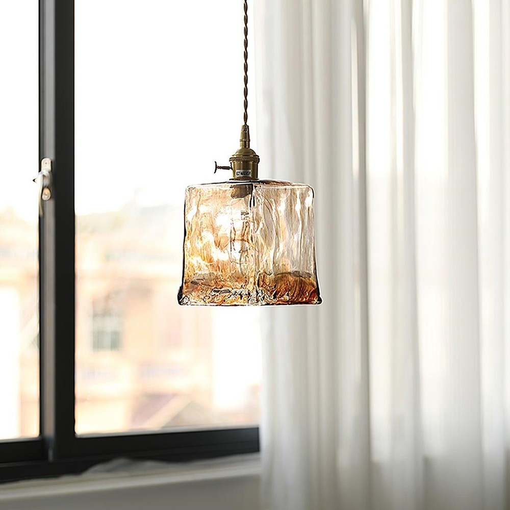 Vintage Irregular Brown Glass Pendant Light K139