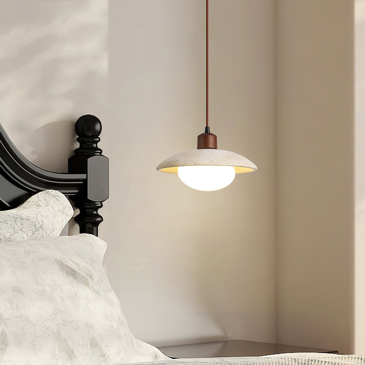 Wabi-sabi Style Travertine Stone Disc Pendant Lamp K818