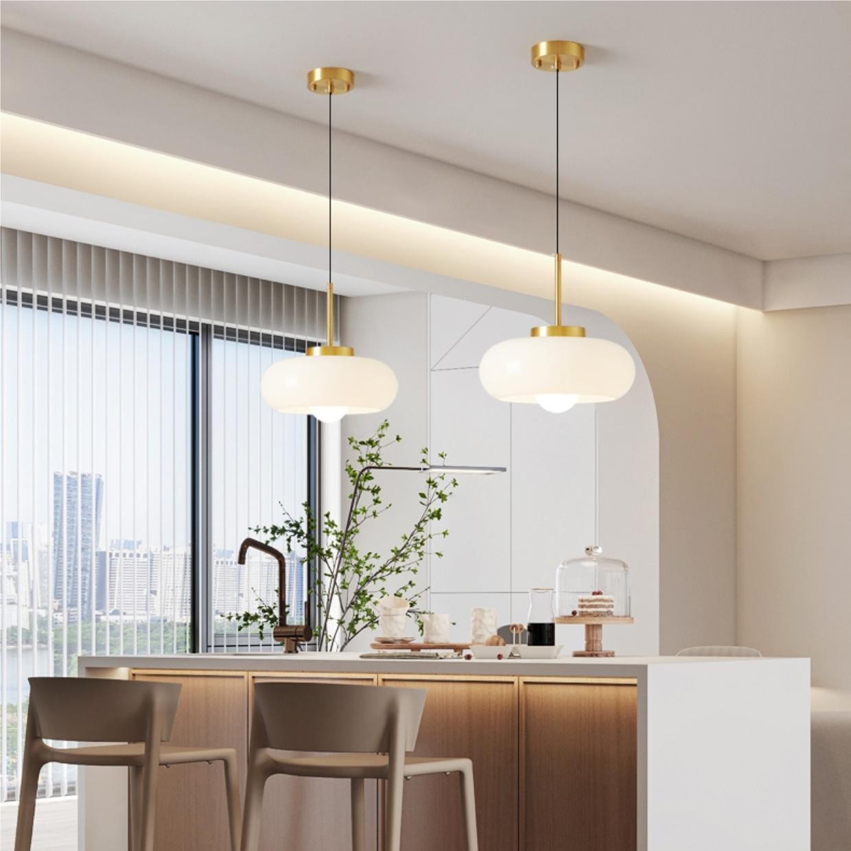 Bauhaus Style Vintage Glass Pendant Light K58