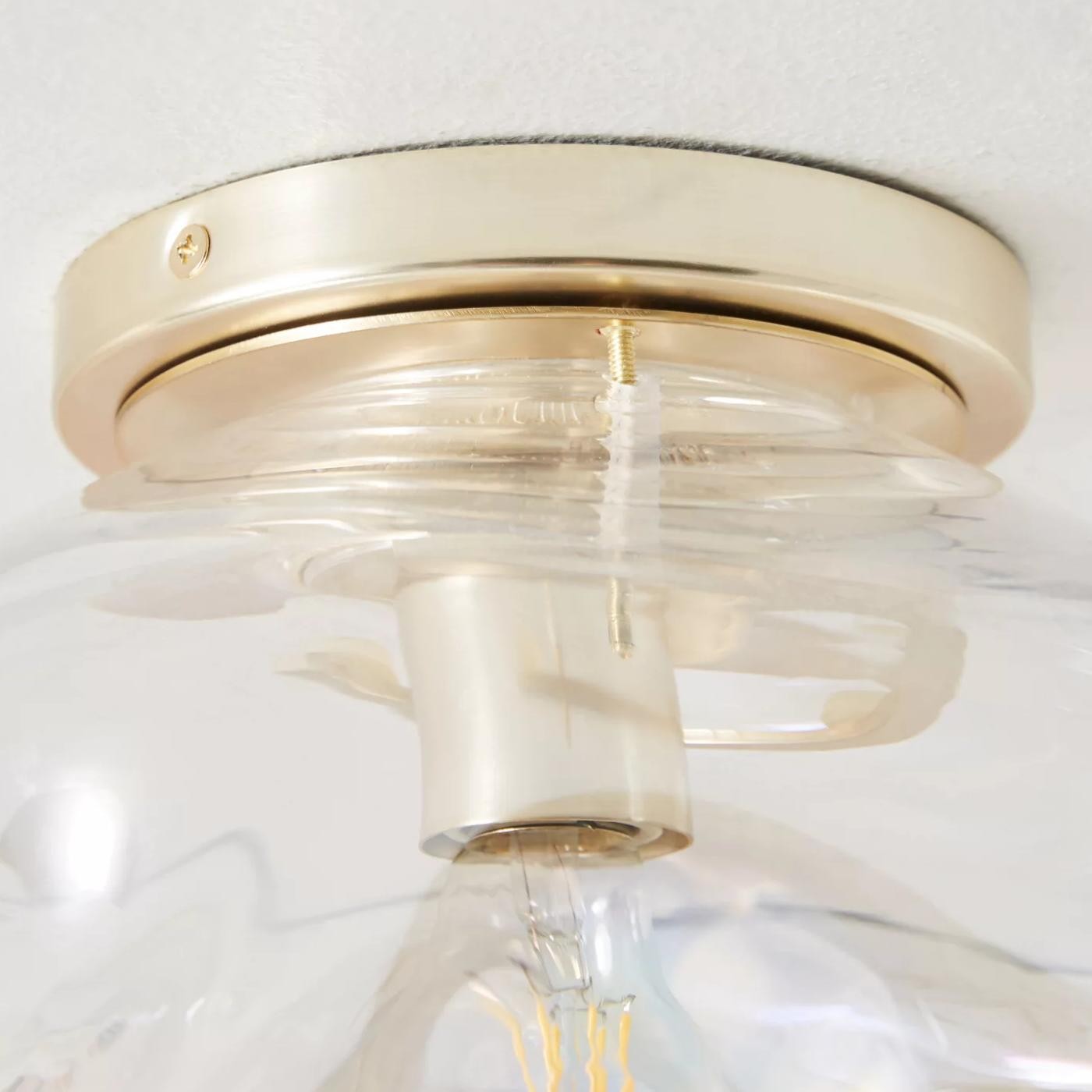 Lightail Flush Mount Ceiling Light - Iridescent Glass with Brass Base K1213