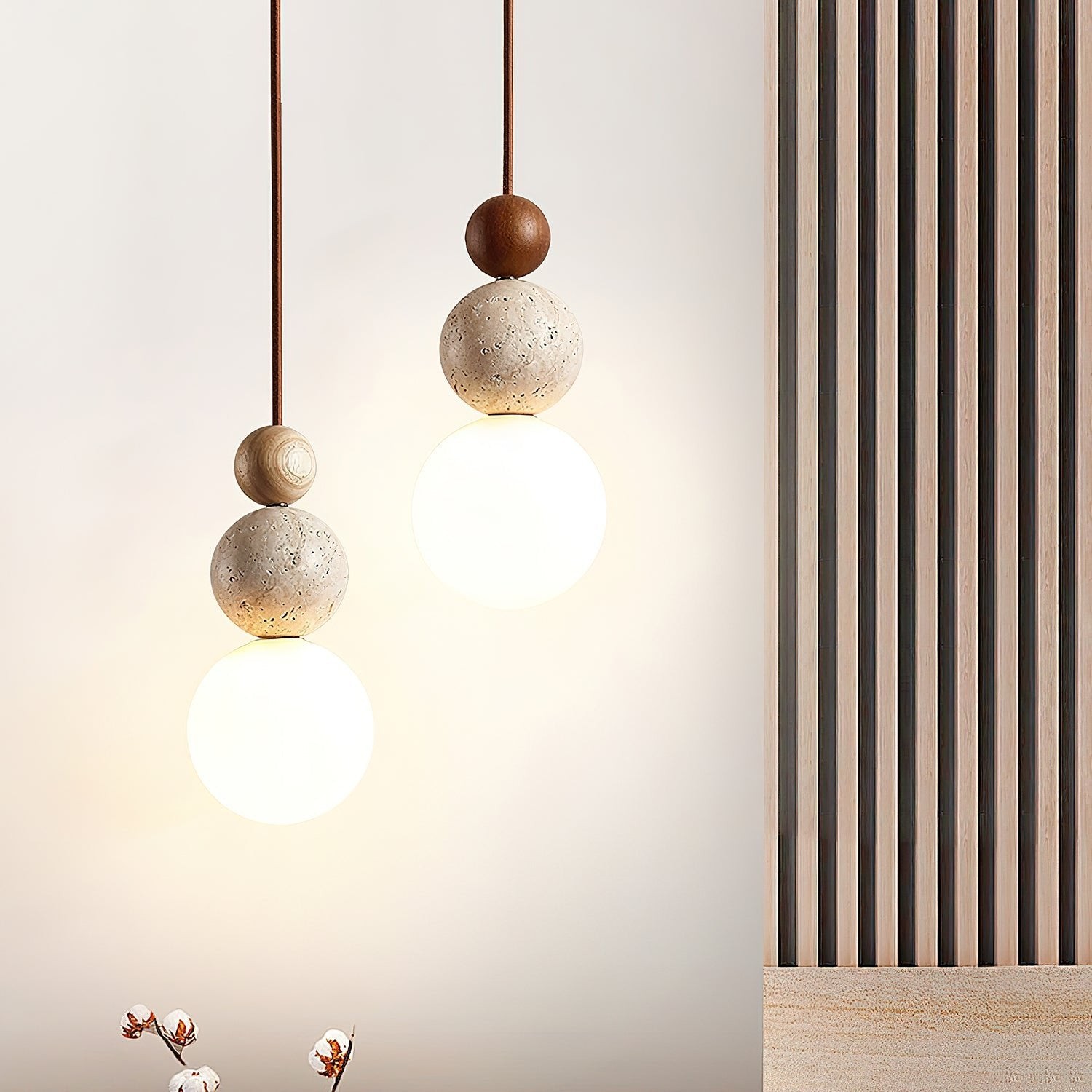 Modern Travertine Stone Globe Pendant Lamp K832
