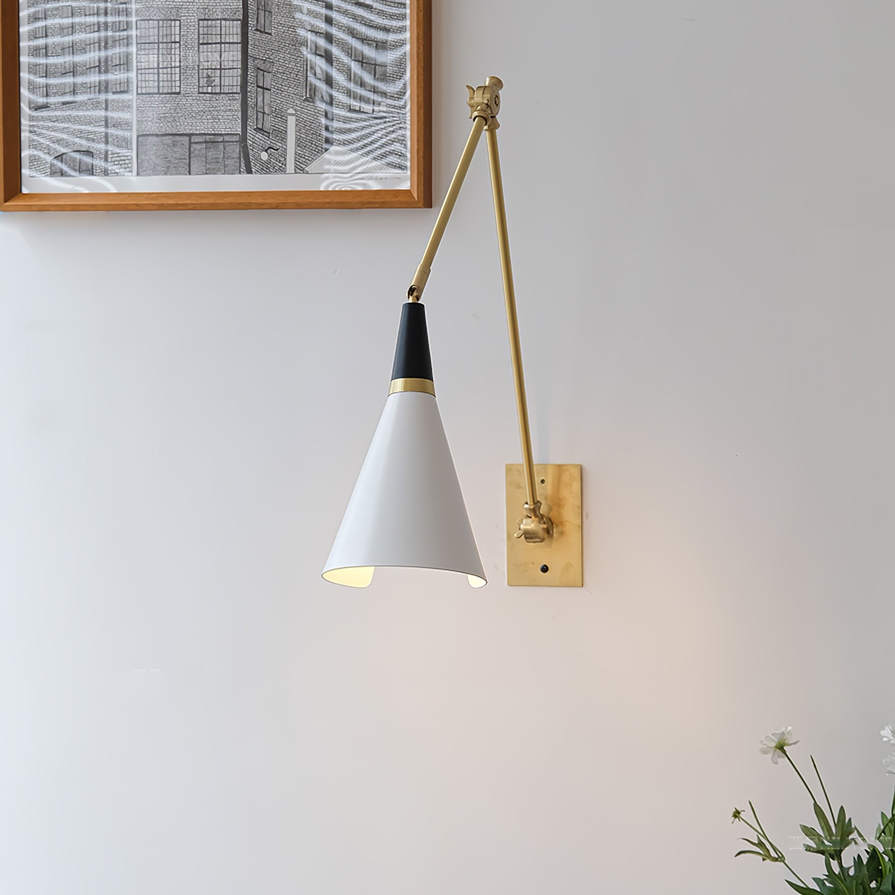 Vintage Metal Adjustable Swing Arm Wall Lamp K850